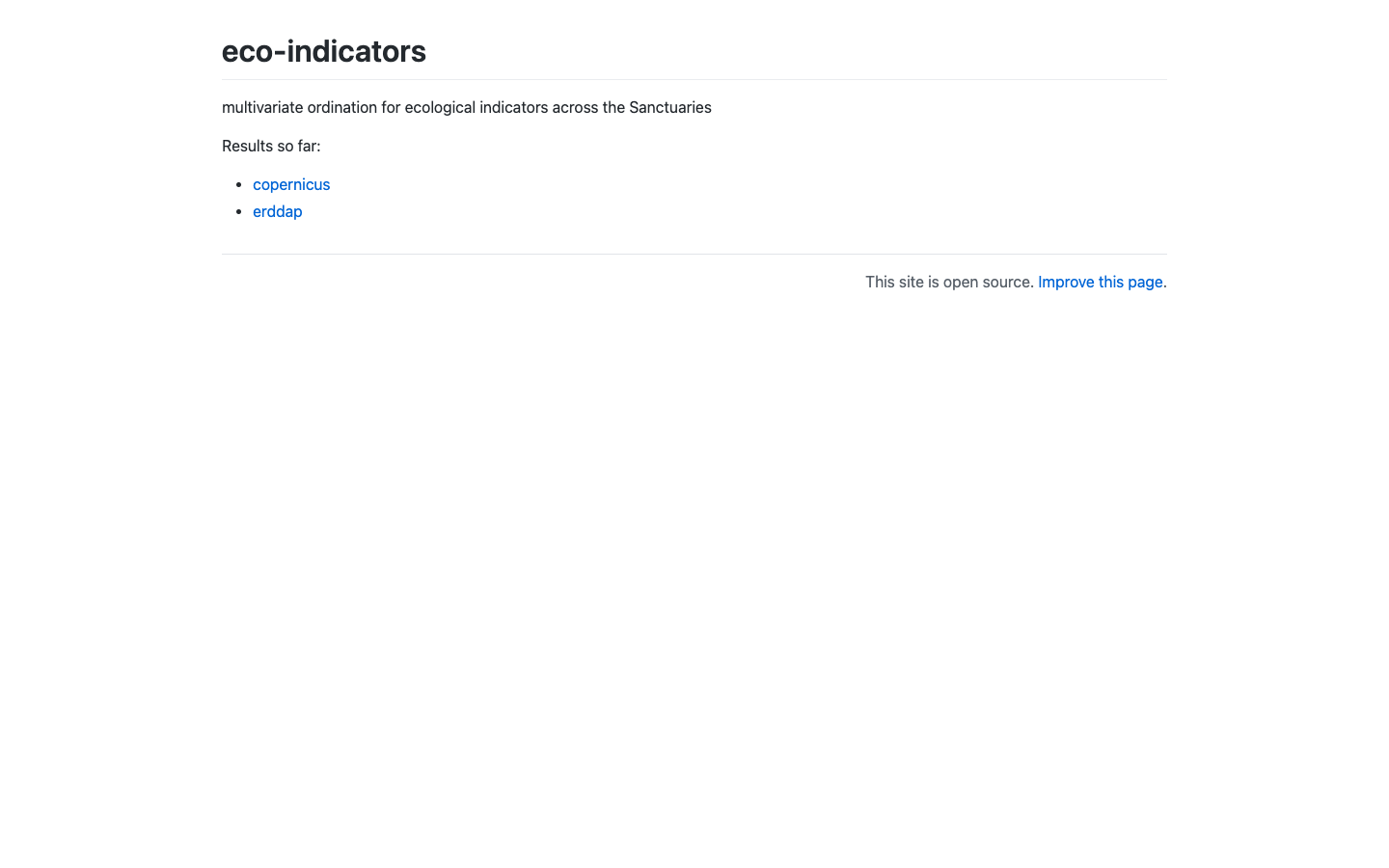 Sanctuary Eco-Indicators